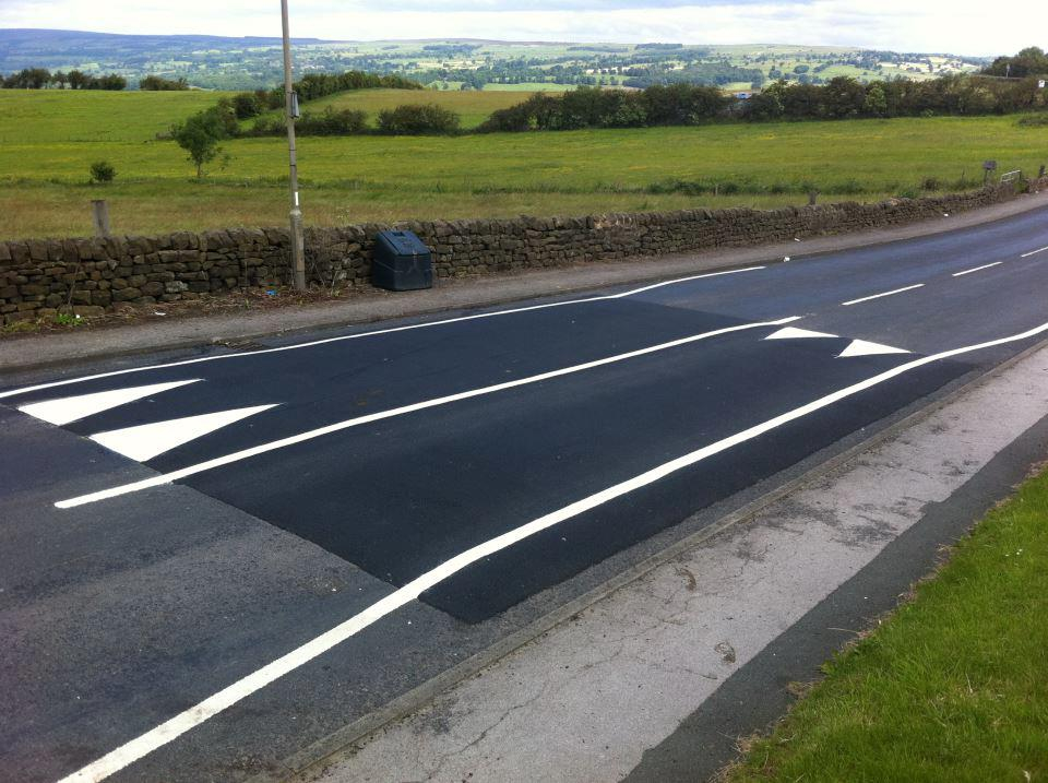 Tarmac Services One of seven speed ramps we marked out in the village of Menston West Yorkshire