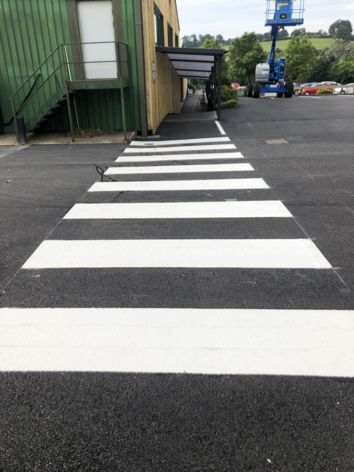 Zebra Crossing marked out at Fairways Garden Centre near Ashbourne by Conway Markings.
