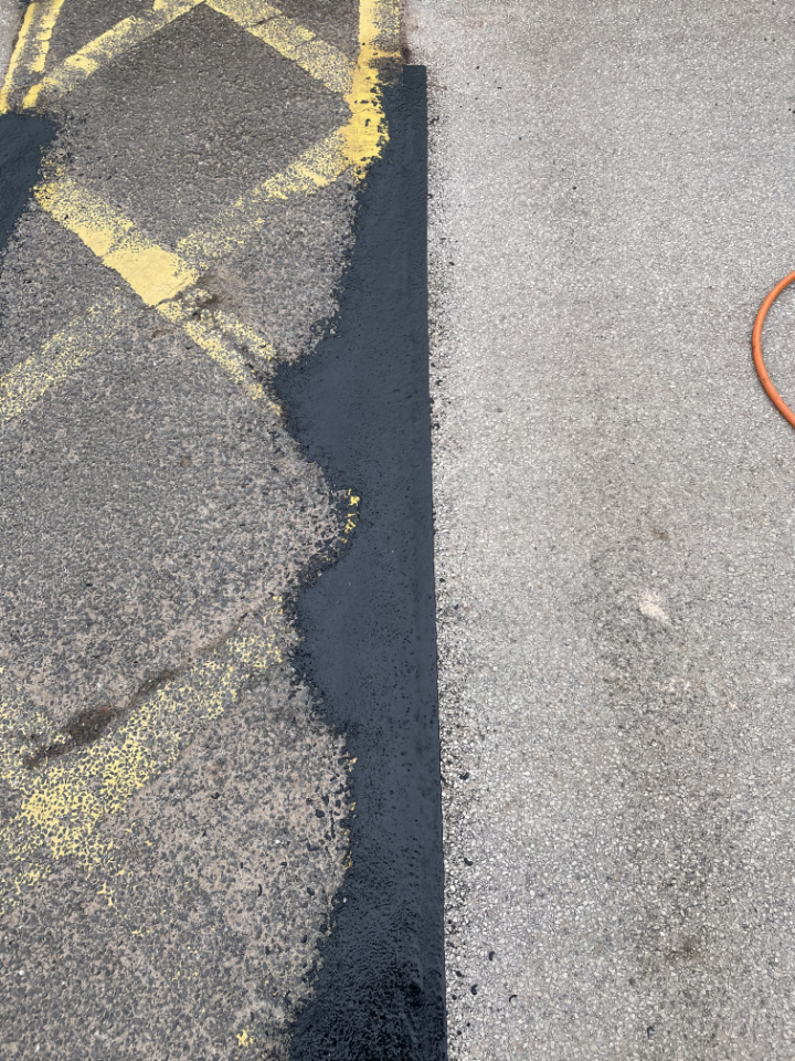 Yellow Thermoplastic marking speed ramp Kingsway Hospital Derby 4