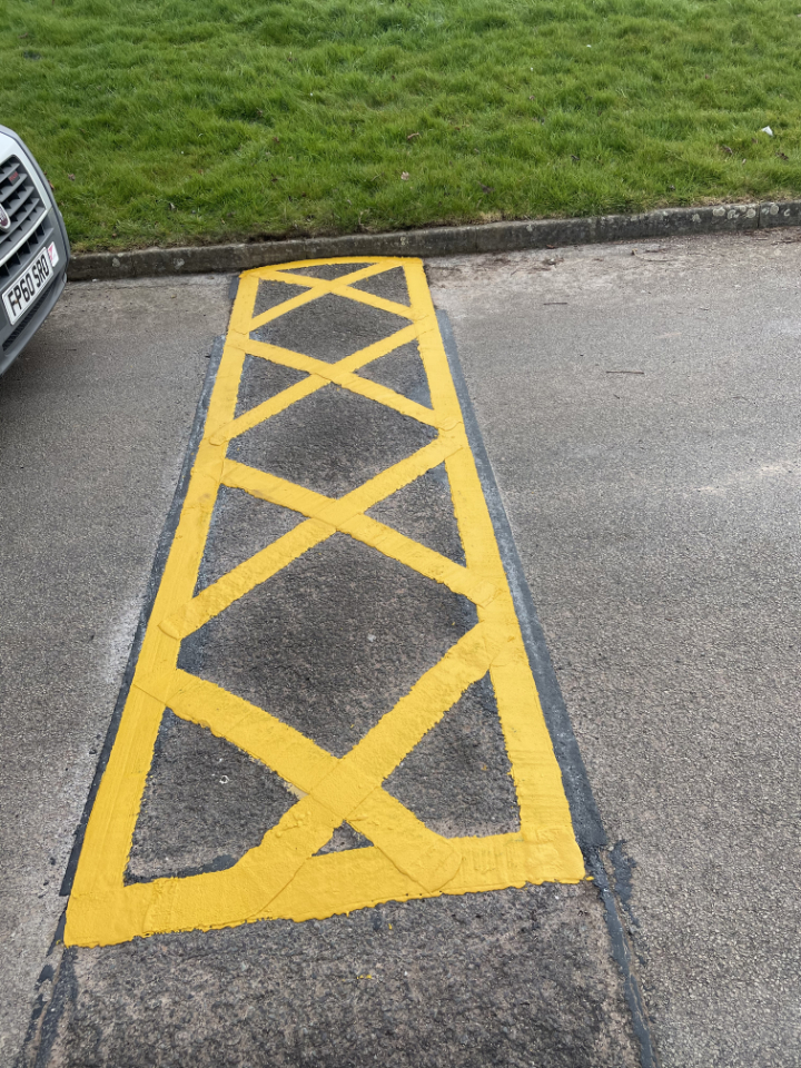 Yellow Thermoplastic marking speed ramp Kingsway Hospital Derby 6