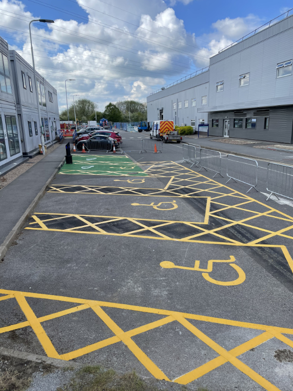 Disabled bay marking at rolls royce derby