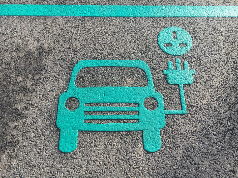 Electric car charging bay marked out by Conway Markings