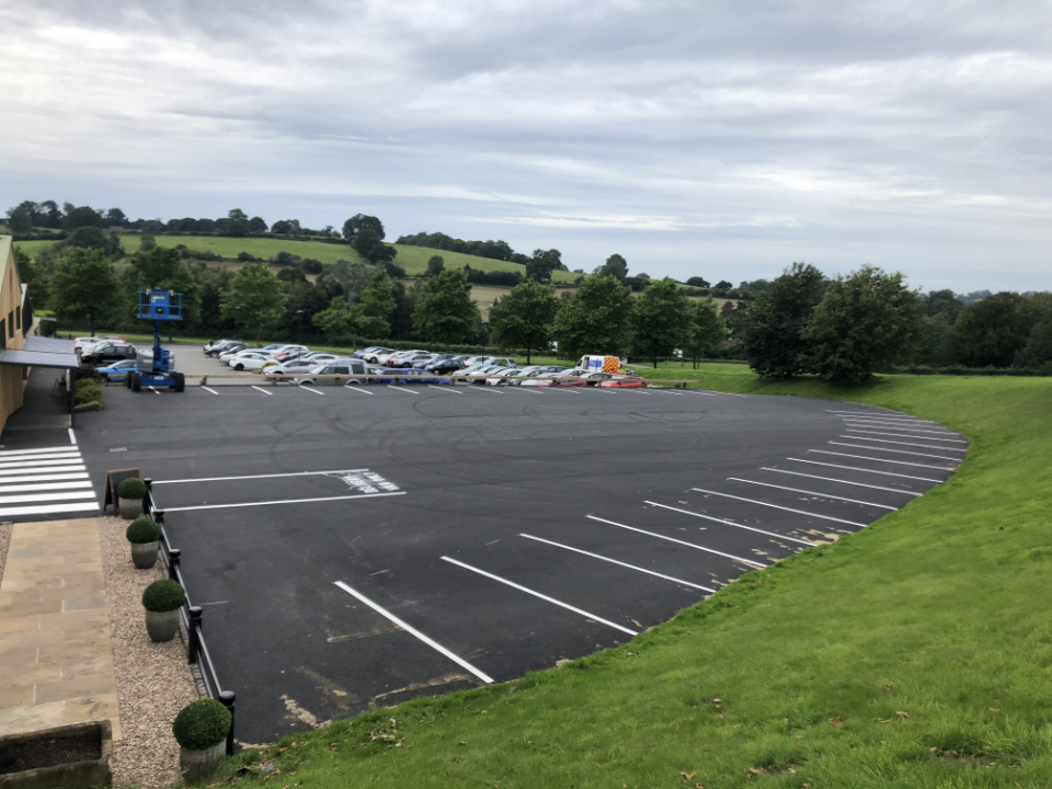 Car park markings carried out by Conway Markings at Fairways Garden Centre near Ashbourne.