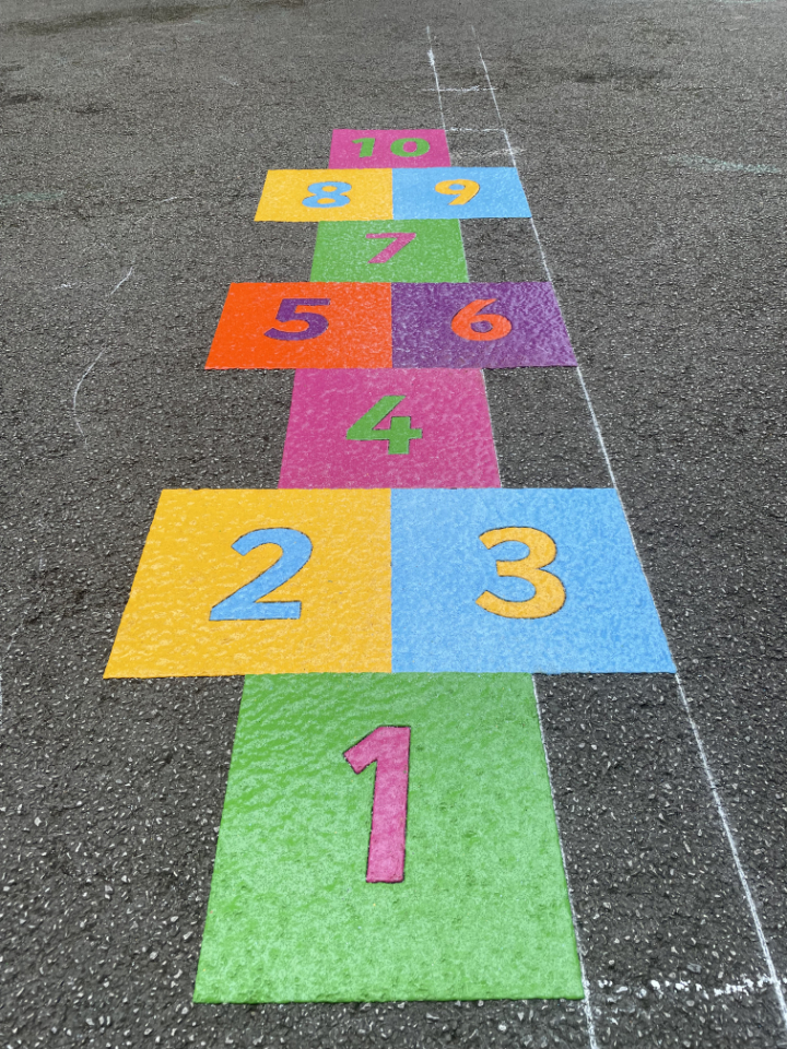 Hopscotch playground marking at a Derby school