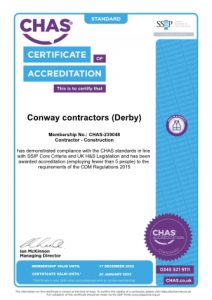 CHAS certificate accreditation for Conway Contractors Derby